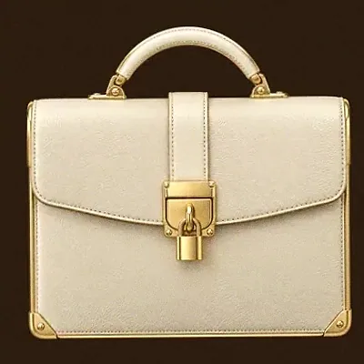 Locked leather briefcase — Cashmo